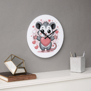 Reloj Redondo Grande Amor de zarigüeya y amistad Animalito adorable cor