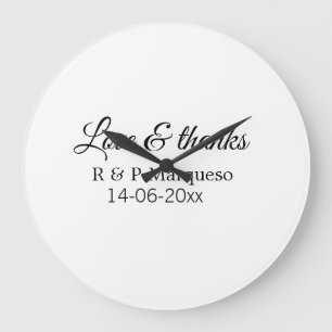 Reloj Redondo Grande Amor & gracias agregar nombre de la pareja boda ag