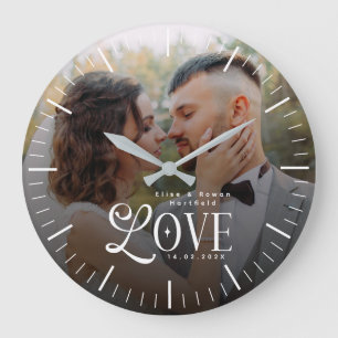 Reloj Redondo Grande Amor Moderno Foto de Boda Personalizada para Parej