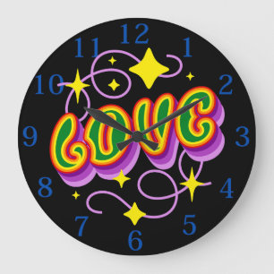 Reloj Redondo Grande AMOR. Orgullo y diversidad hippy, BoHo