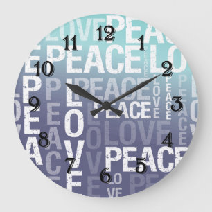 Reloj Redondo Grande Amor Paz Púrpura Aqua Ombre