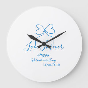 Reloj Redondo Grande Amor por siempre lazo azul feliz día de San Valent