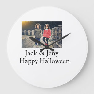 Reloj Redondo Grande añadir nombre de texto de foto niños de Halloween 