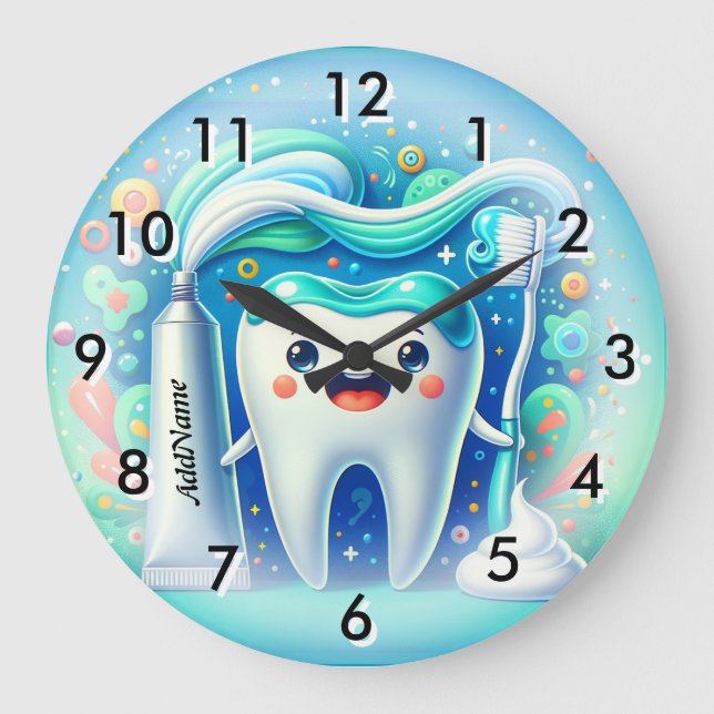 Reloj Redondo Grande Añadir nombre dental (Anverso)
