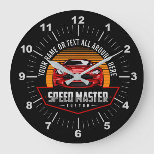 Reloj Redondo Grande Añadir nombre texto Personalizado rojo MAESTRO DE