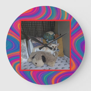 Reloj Redondo Grande Añadir su propio retro fotográfico colorido Swirly