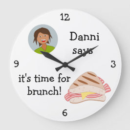 Reloj Redondo Grande Añadir tu foto: 'Hora de Brunch'