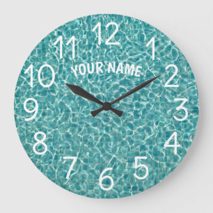Reloj Redondo Grande Añadir tu nombre y foto piscina Water Lar