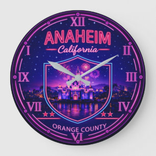 Reloj Redondo Grande Anaheim California Neon Castle Orange County