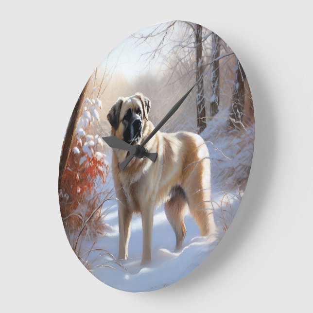 Reloj Redondo Grande Anatolian Shepherd Let It Snow Navidades (Ángulo)