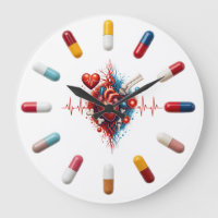 Anatómico Corazón gran reloj y Pills grande Reloj