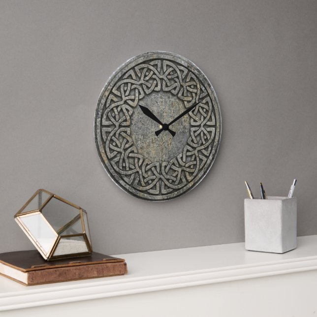 Reloj Redondo Grande Ancient Infinite Weave Celtic Stone Wall Clock (Oficina)