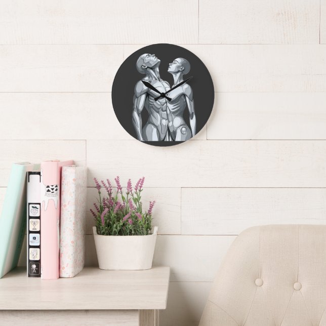 Reloj Redondo Grande Android Union: Cyborg Couple Round Wall Clock (Sala de lectura)