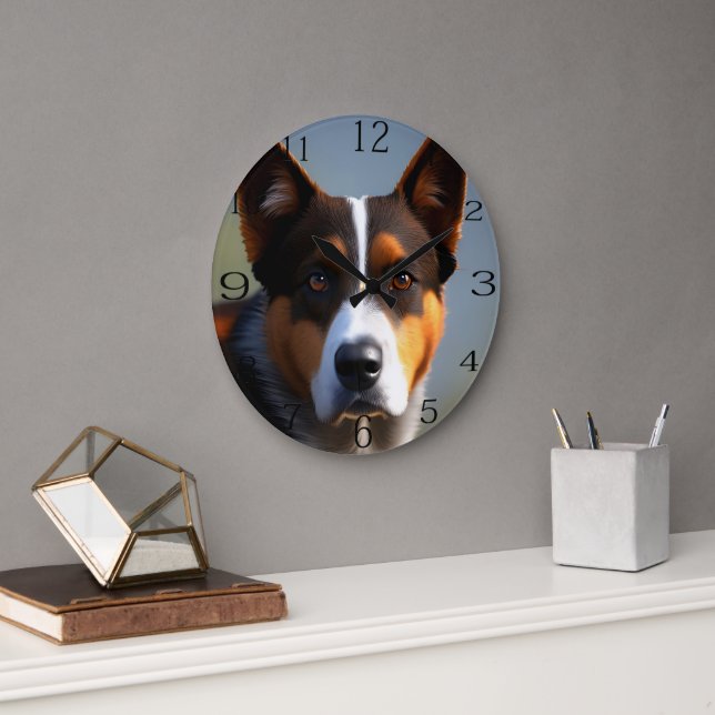 Reloj Redondo Grande Andy The Australian Blue Heeler, (Oficina)