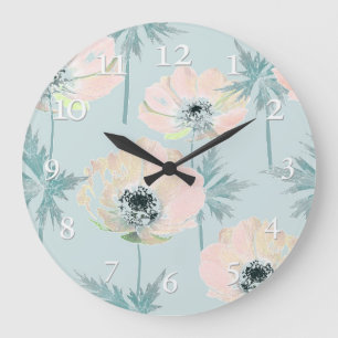 Reloj Redondo Grande Anémonas rosas Delicadas. reloj grande