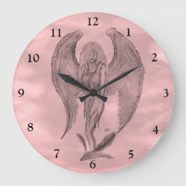 Reloj Redondo Grande Ángel al estilo tatuaje