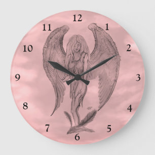 Reloj Redondo Grande Ángel al estilo tatuaje