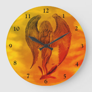Reloj Redondo Grande Ángel al estilo tatuaje