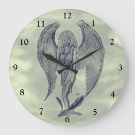 Reloj Redondo Grande Ángel al estilo tatuaje