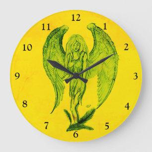 Reloj Redondo Grande Ángel al estilo tatuaje