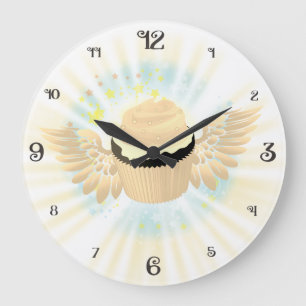 Reloj Redondo Grande Ángel de cielo volando pastelitos de cocina
