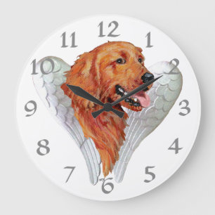 Reloj Redondo Grande Ángel de Golden Retriever