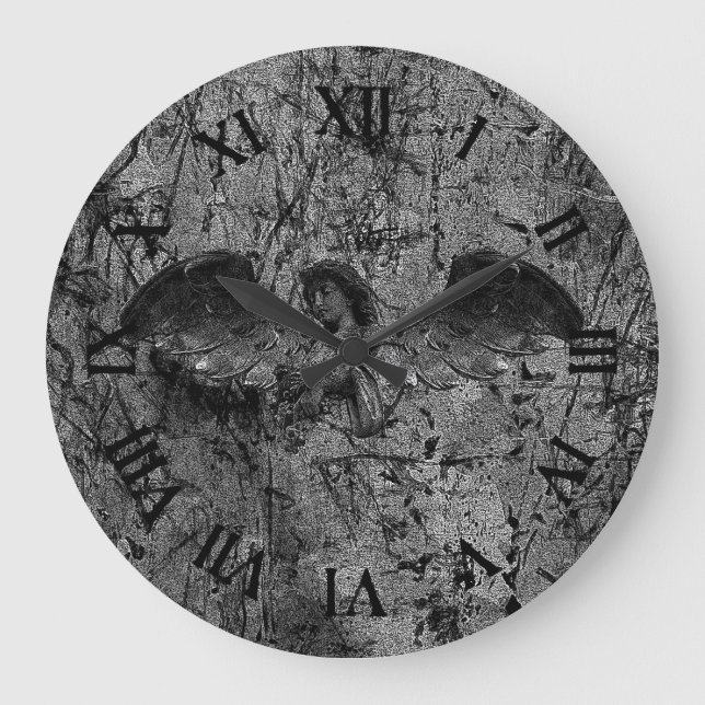 Reloj Redondo Grande Ángel de piedra (Anverso)
