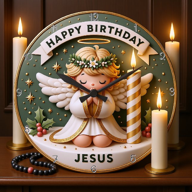 Reloj Redondo Grande Ángel Jesús de Cumpleaños (Subido por el creador)