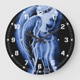 Reloj Redondo Grande Ángel oblicuo invertido azul