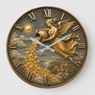 Reloj Redondo Grande Angel of Abundance  Prosperity & Wealth Gift