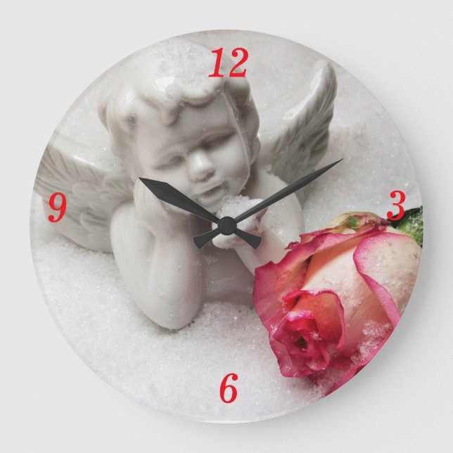 Reloj Redondo Grande Angel & Rosebud Clock (Anverso)