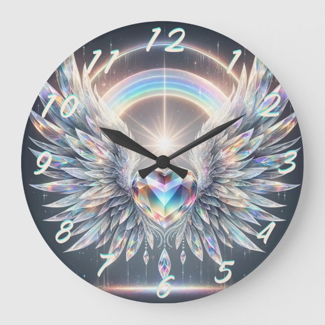Reloj Redondo Grande Angel Wings Crystal Heart (Anverso)