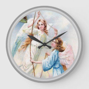 Reloj Redondo Grande Ángeles bonitos con campana