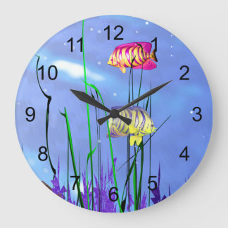 Reloj Redondo Grande Angelfish 3D colorido