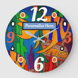 Reloj Redondo Grande Angelfish y tesoro hundido