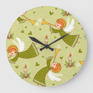 Reloj Redondo Grande Angels celestiales: Patrón infantil vintage