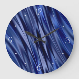 Reloj Redondo Grande Añil y rayas azules violetas del estilo del satén