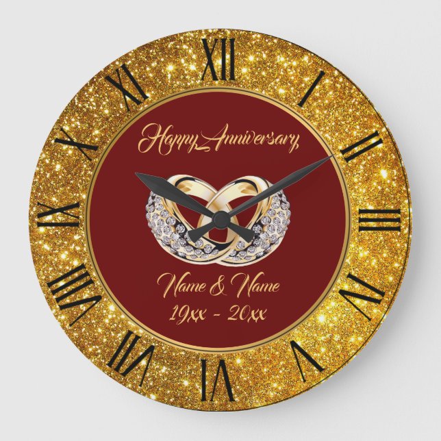 Reloj Redondo Grande Anillos de boda personalizados con diamantes Anive (Anverso)