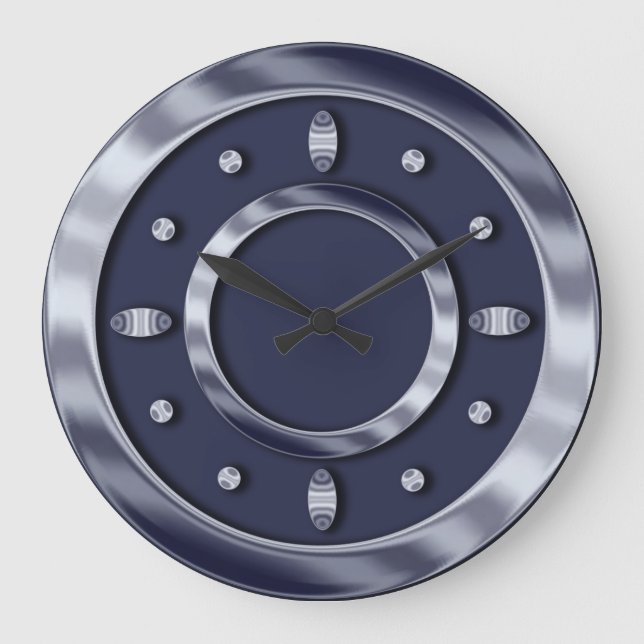 Reloj Redondo Grande Anillos del cromo (Anverso)