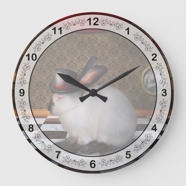 Reloj Redondo Grande Animal - El Conejo - Versión Invertida (Anverso)