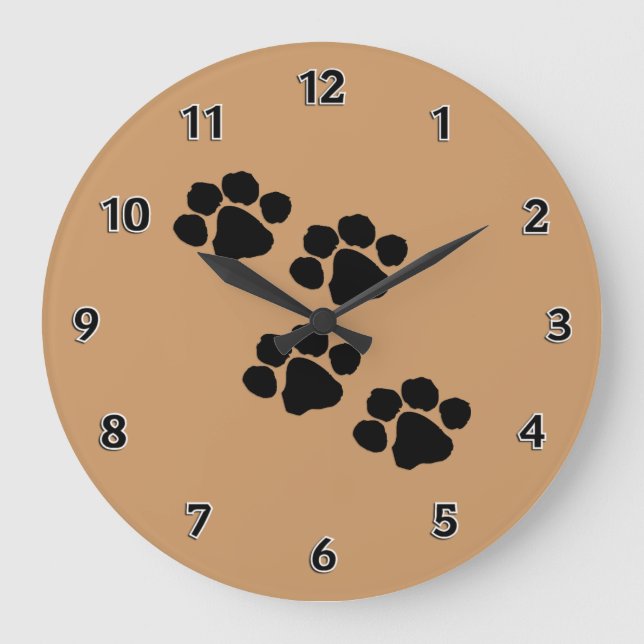 Reloj Redondo Grande Animal Paw Prints (Anverso)
