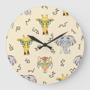 Reloj Redondo Grande Animales africanos: Patrón sin foco