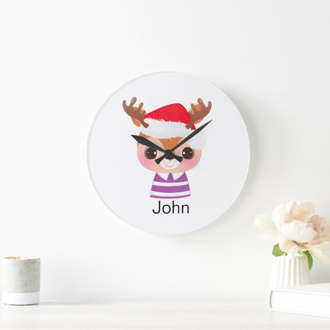 Reloj Redondo Grande Animales de invierno de Navidades de renos malcria (Hogar)