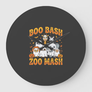 Reloj Redondo Grande Animales del Zoológico de Halloween Boo Bash Zoo M