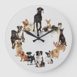 Reloj Redondo Grande Animales Mascotas de raza de perro divertidos