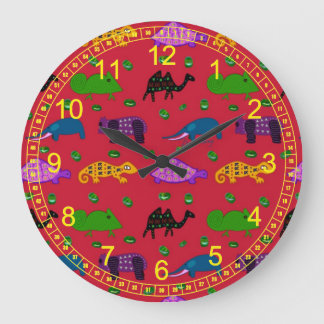 Reloj Redondo Grande Animales - tortugas púrpuras abstractas y