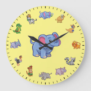 Reloj Redondo Grande Animales vestidos con tema lindo