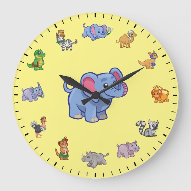 Reloj Redondo Grande Animales vestidos con tema lindo (Anverso)