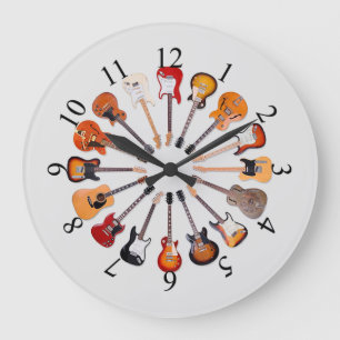 Reloj Redondo Grande Animated Guitars Background