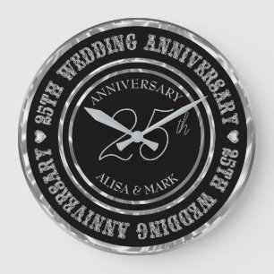 Reloj Redondo Grande Aniversario 25 Diamantes Texto